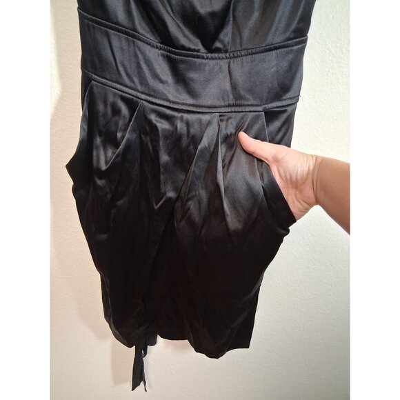 Pompous Girly Party Dress Pockets Satin Sleeveless Dance Black Juniors Size 7 - Picture 3 of 7